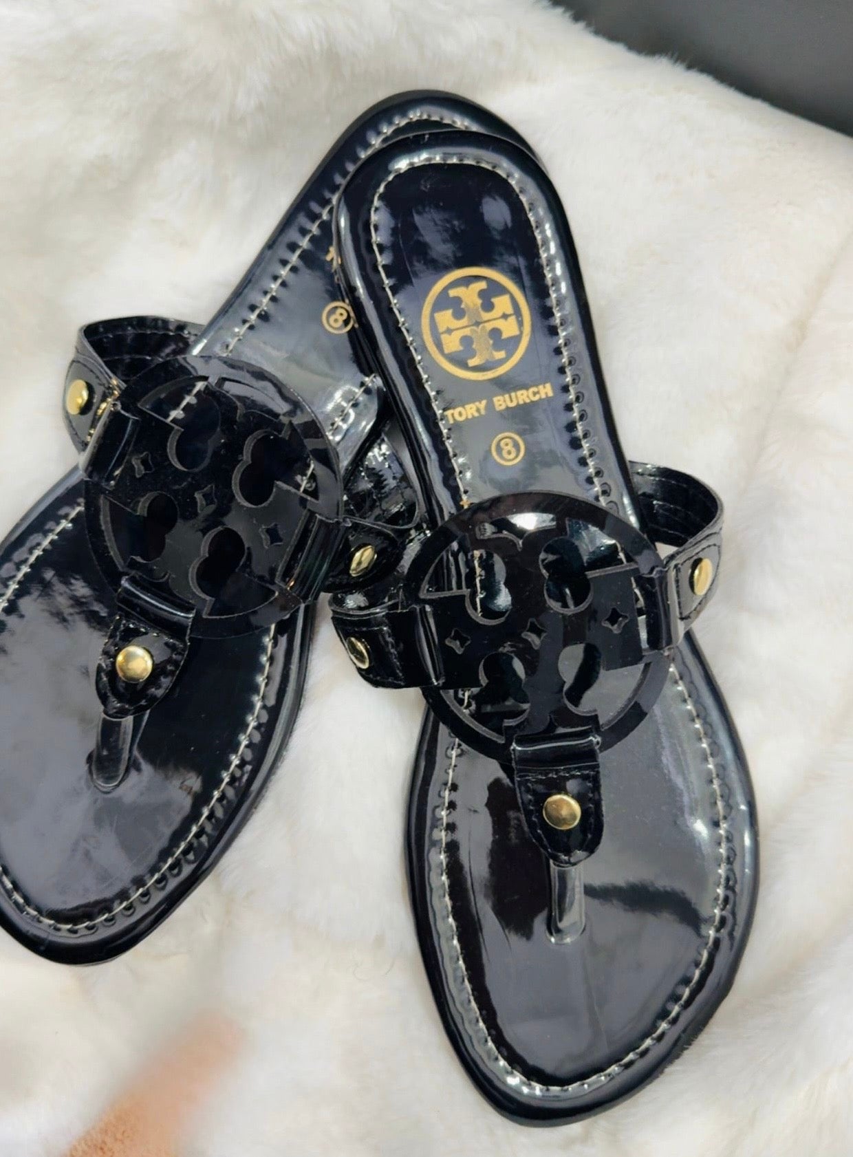 Black Tory Sandals